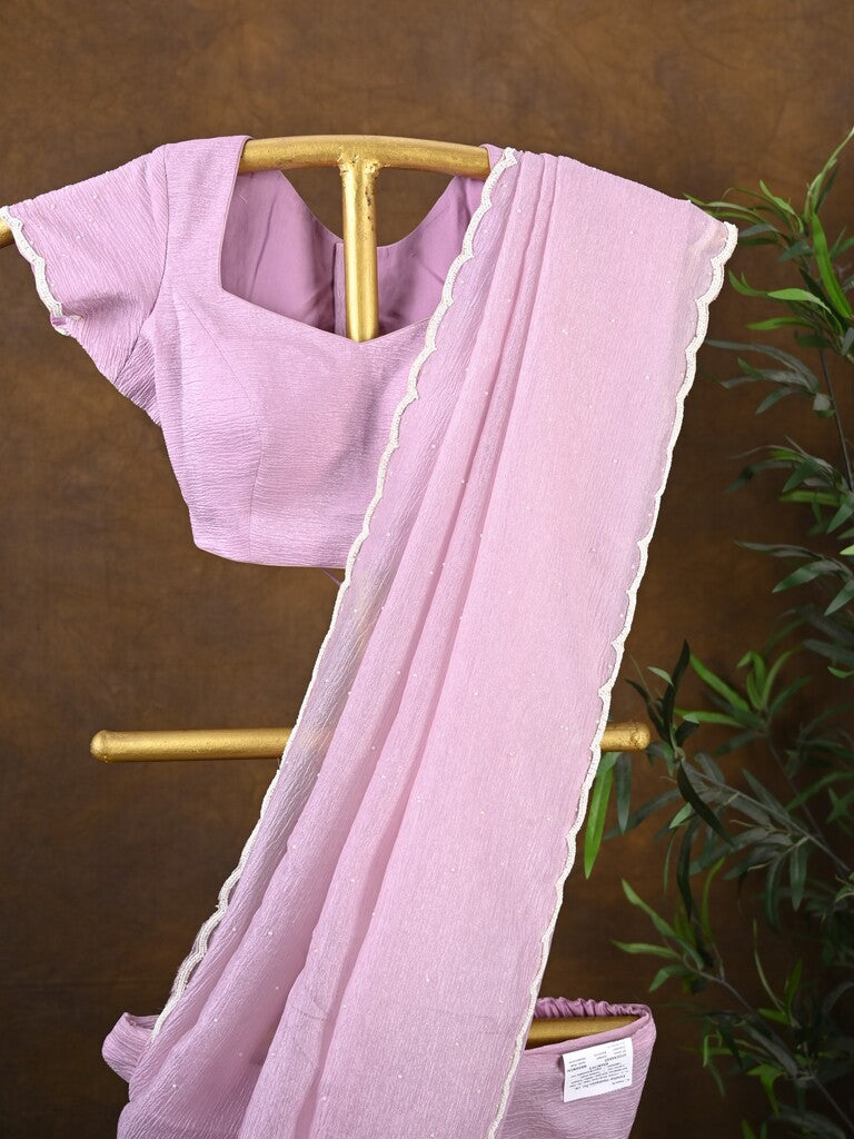 Rocket saree Crush organza saree lavender color