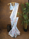 Rocket saree Soft organza saree light blue color