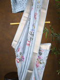 Rocket saree Soft organza saree light blue color