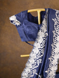Rocket saree Crush organza saree navy blue color
