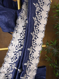 Rocket saree Crush organza saree navy blue color