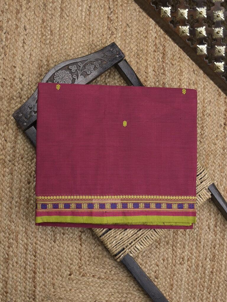 Kanchi cotton saree in maroon color allover checks with self pallu and matching blouse