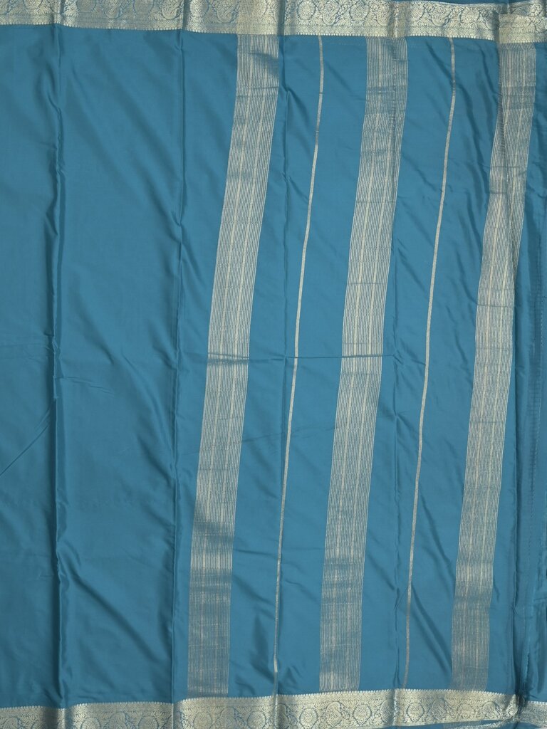 Mysore crape fancy saree for women | royal blue | allover plain | zari border