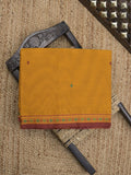 Kanchi cotton saree in golden yellow color allover checks with self pallu and matching blouse
