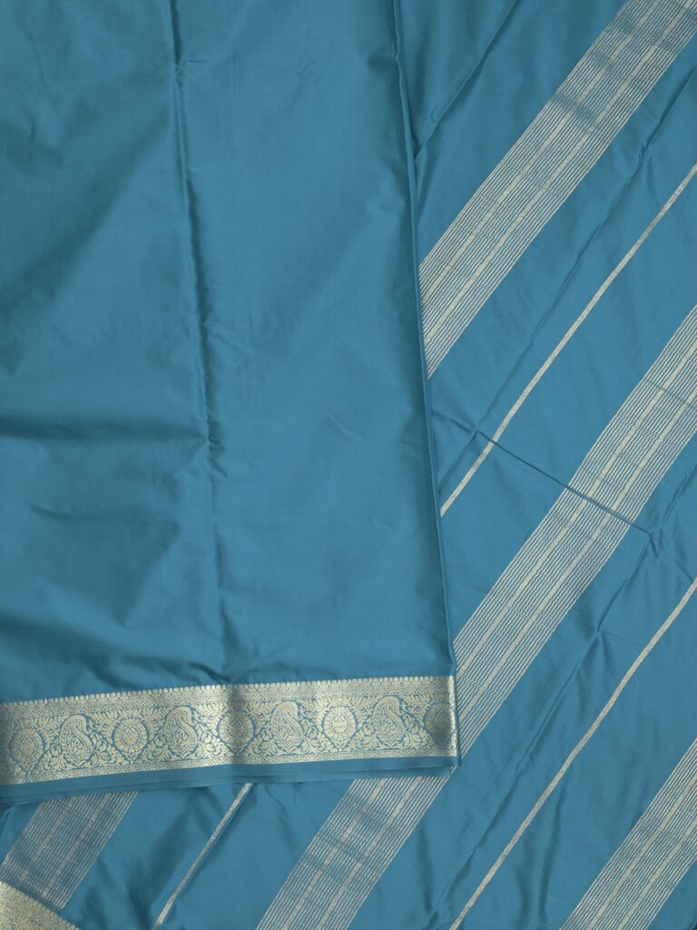 Mysore crape fancy saree for women | royal blue | allover plain | zari border