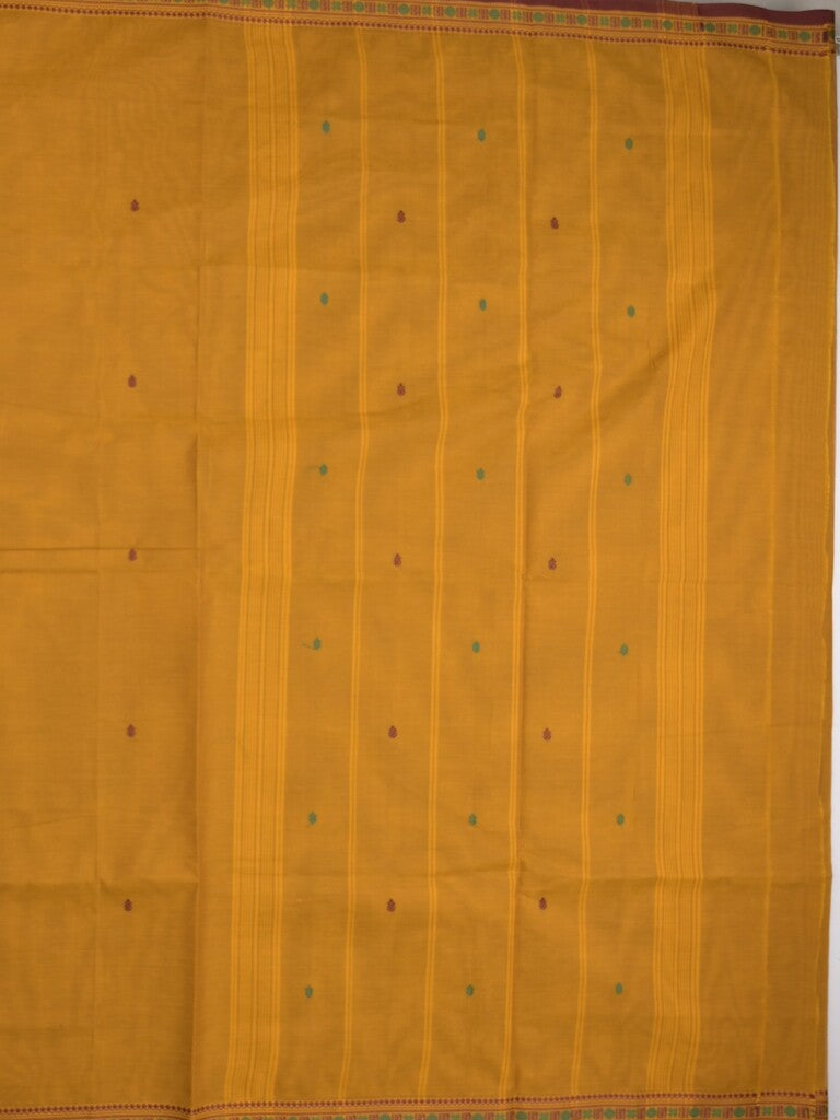 Kanchi cotton saree in golden yellow color allover checks with self pallu and matching blouse