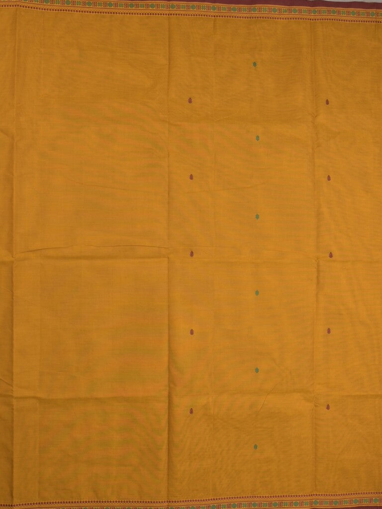 Kanchi cotton saree in golden yellow color allover checks with self pallu and matching blouse