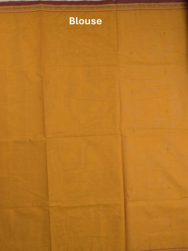 Kanchi cotton saree in golden yellow color allover checks with self pallu and matching blouse