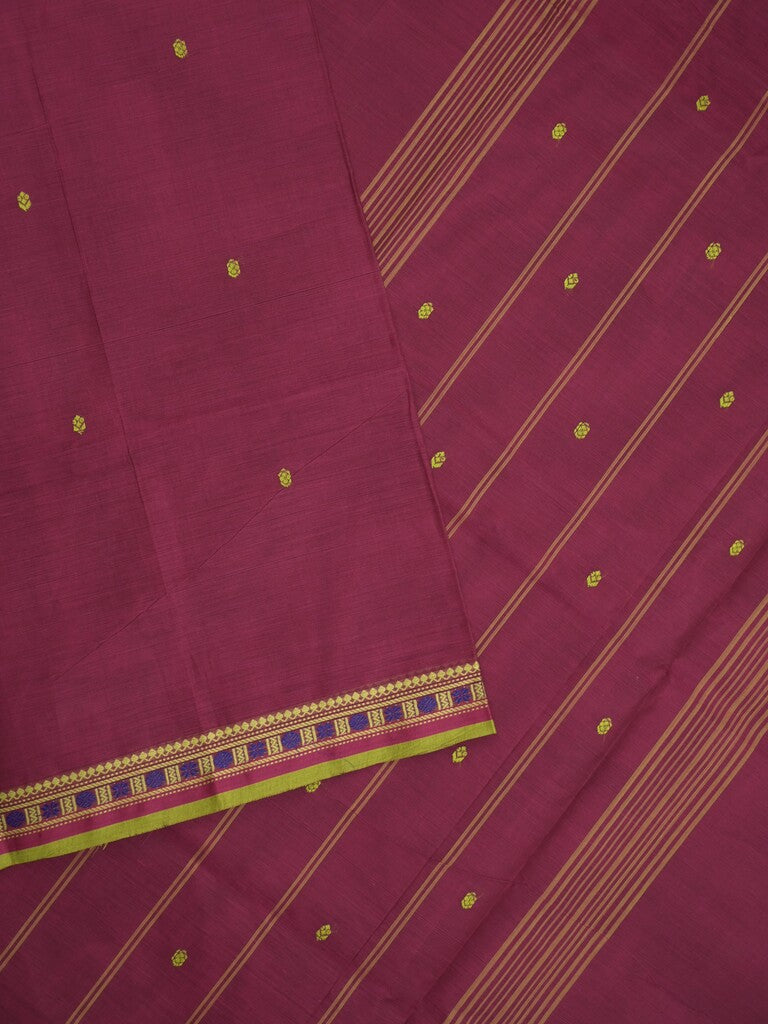 Kanchi cotton saree in maroon color allover checks with self pallu and matching blouse
