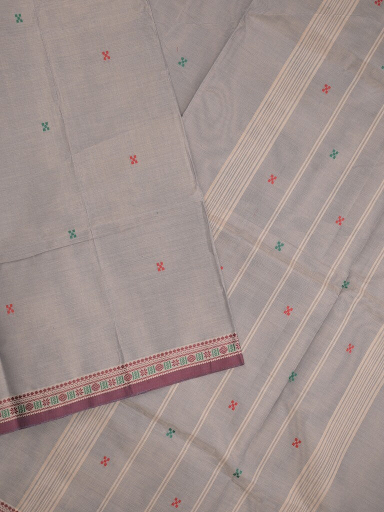 Kanchi cotton saree in grey color allover checks with self pallu and matching blouse