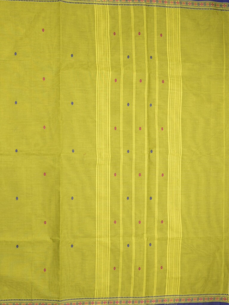 Kanchi cotton saree in parrot green color allover checks with self pallu and matching blouse