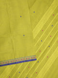 Kanchi cotton saree in parrot green color allover checks with self pallu and matching blouse