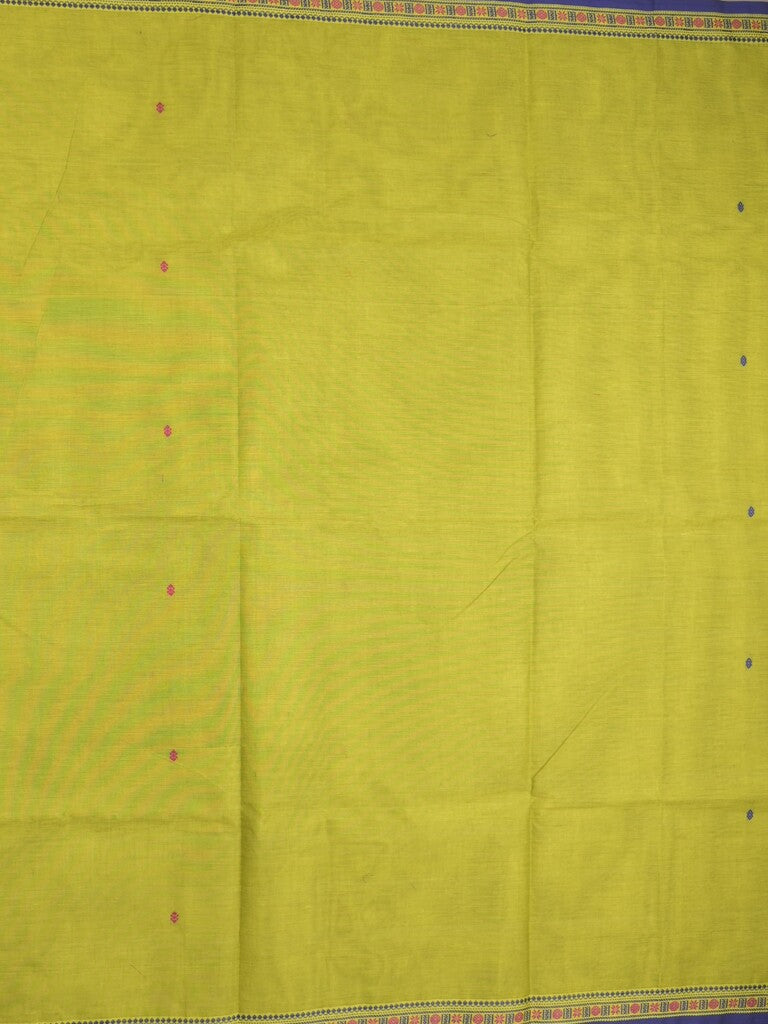 Kanchi cotton saree in parrot green color allover checks with self pallu and matching blouse