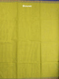 Kanchi cotton saree in parrot green color allover checks with self pallu and matching blouse