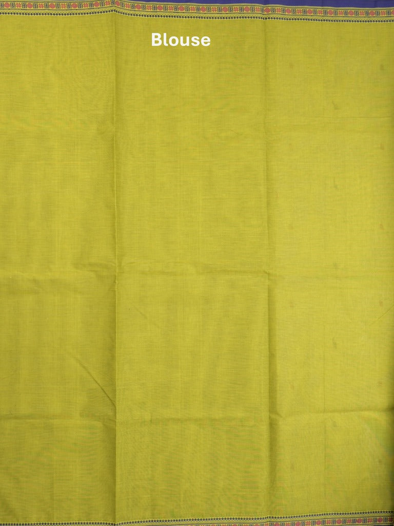 Kanchi cotton saree in parrot green color allover checks with self pallu and matching blouse