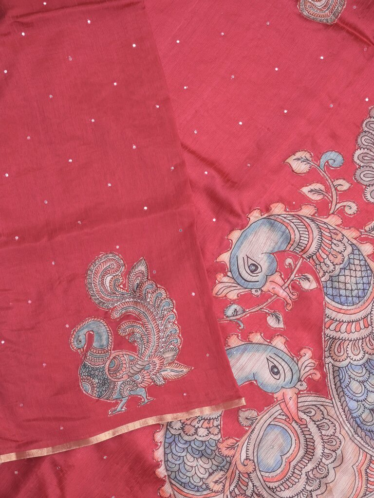 Mangalagiri fancy saree for women | pink | mirror work | party wear