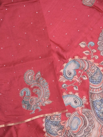 Mangalagiri fancy saree for women | pink | mirror work | party wear