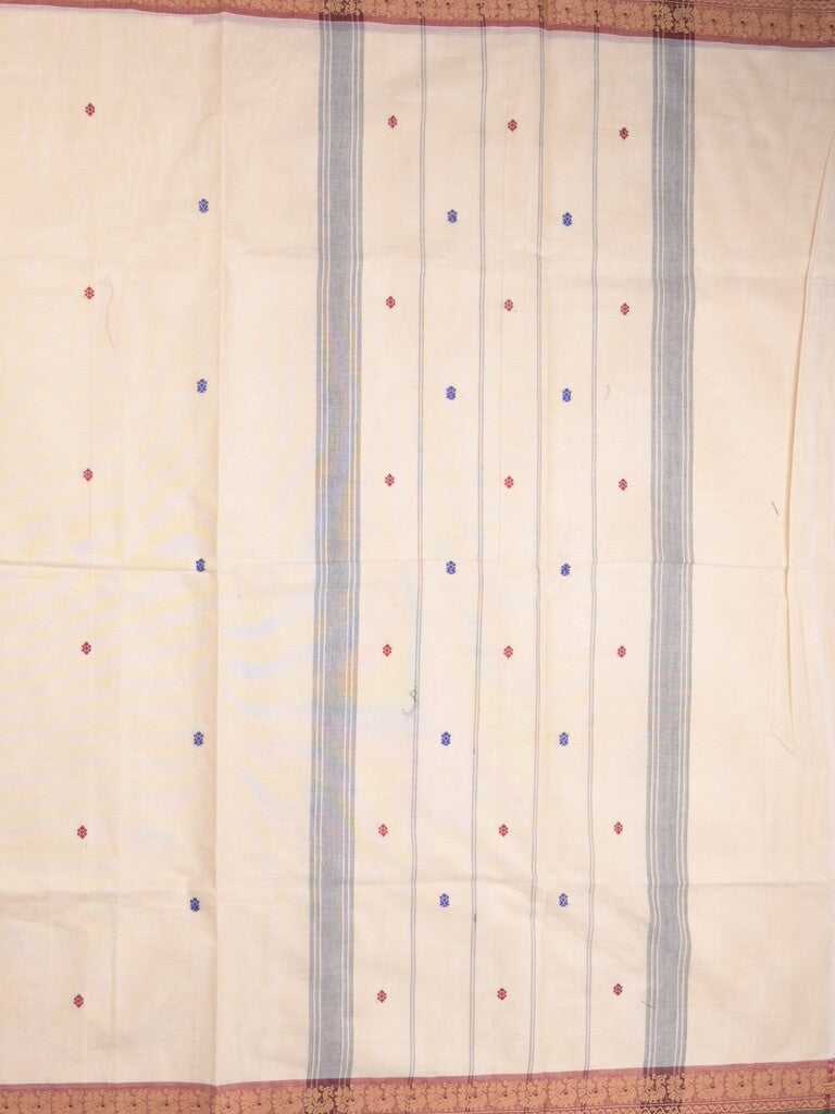 Kanchi cotton saree in cream color allover checks with self pallu and matching blouse