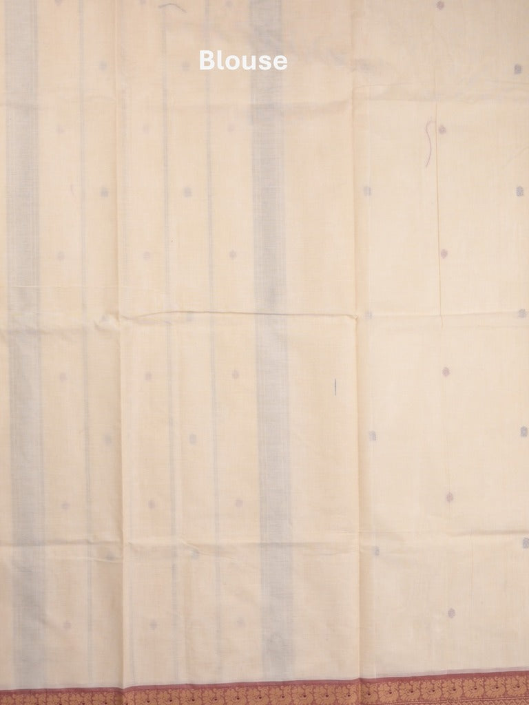 Kanchi cotton saree in cream color allover checks with self pallu and matching blouse