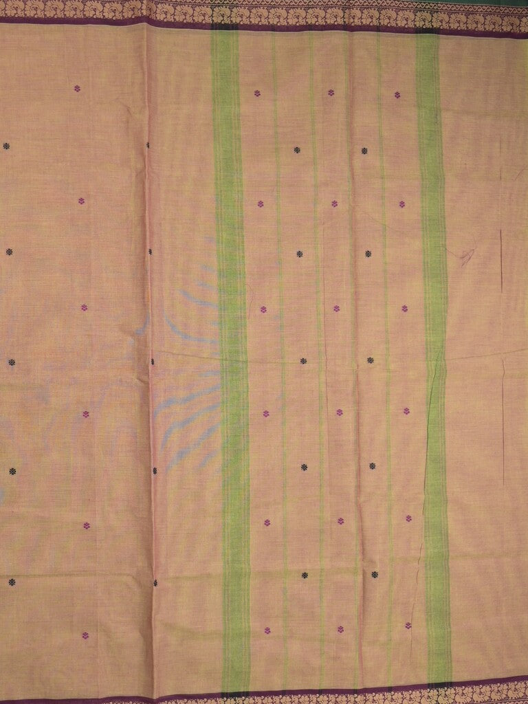 Kanchi cotton saree in beige color allover checks with self pallu and matching blouse