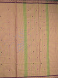 Kanchi cotton saree in beige color allover checks with self pallu and matching blouse