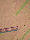 Kanchi cotton saree in beige color allover checks with self pallu and matching blouse