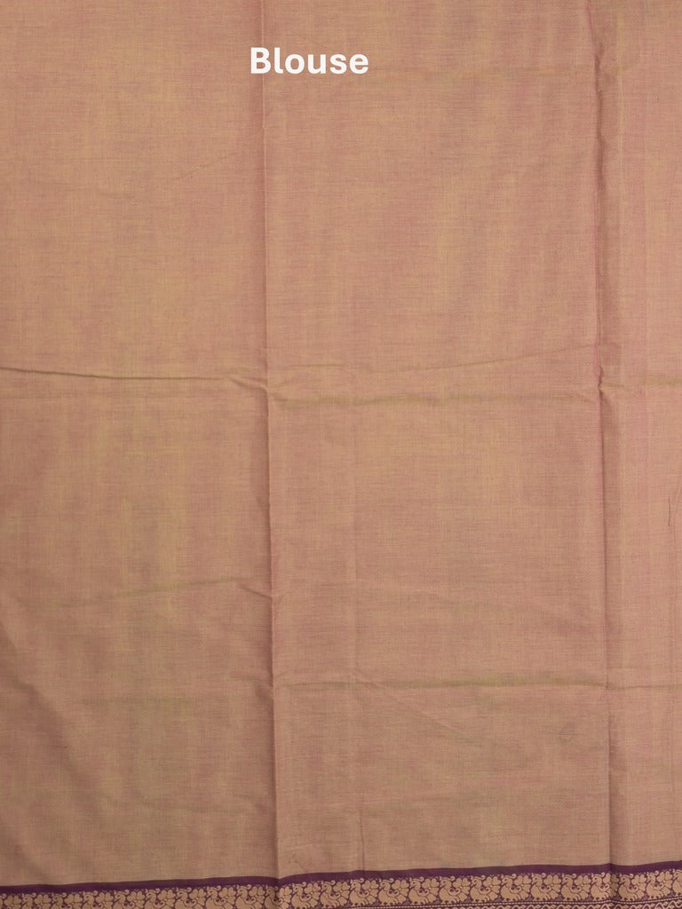 Kanchi cotton saree in beige color allover checks with self pallu and matching blouse