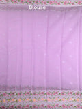 Kota fancy saree lavender color allover zari motifs & zari border with self pallu and running blouse