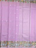 Kota fancy saree lavender color allover zari motifs & zari border with self pallu and running blouse