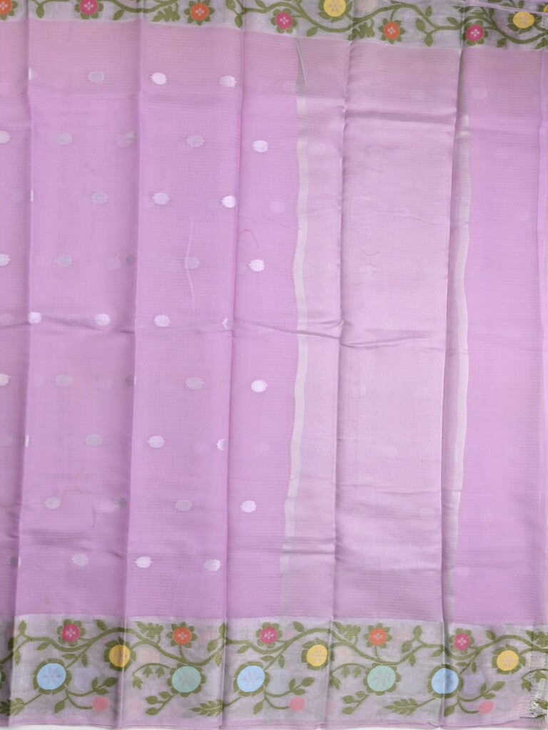 Kota fancy saree lavender color allover zari motifs & zari border with self pallu and running blouse