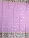 Kota fancy saree lavender color allover zari motifs & zari border with self pallu and running blouse