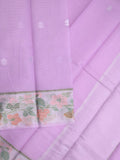 Kota fancy saree lavender color allover zari motifs & zari border with self pallu and running blouse