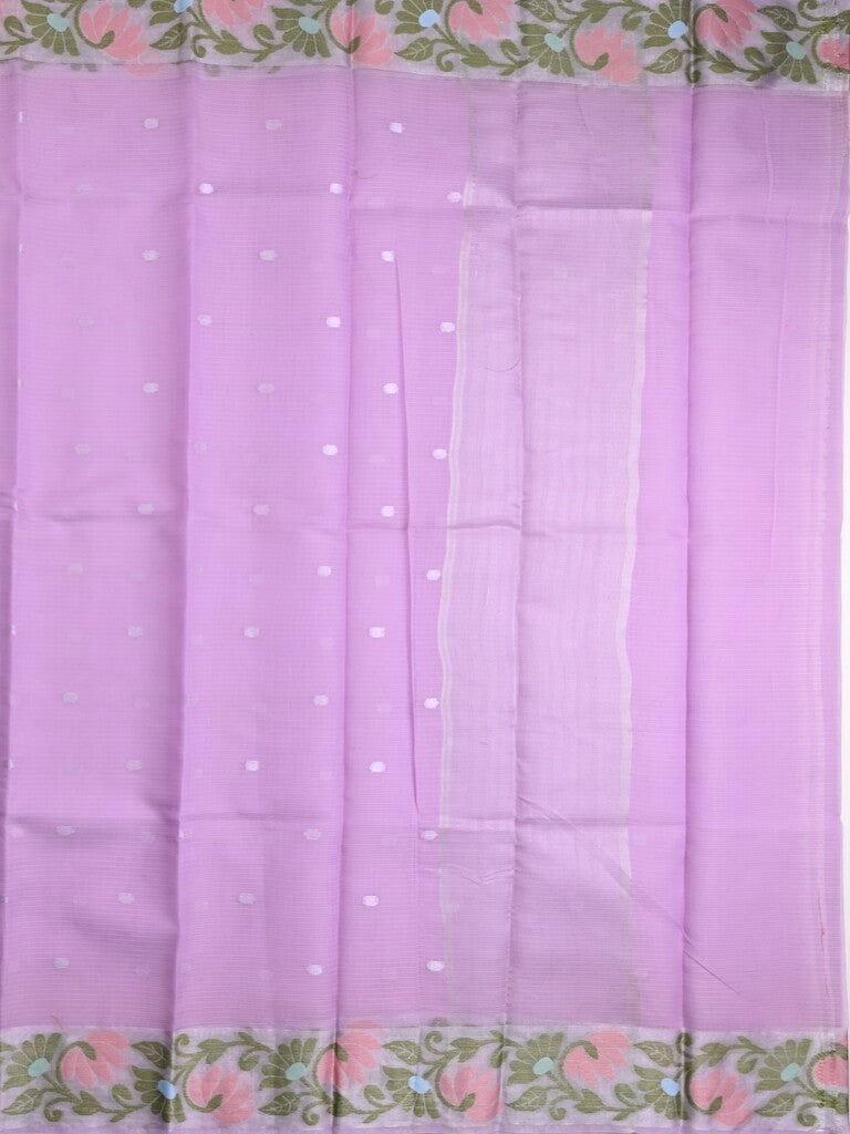 Kota fancy saree lavender color allover zari motifs & zari border with self pallu and running blouse