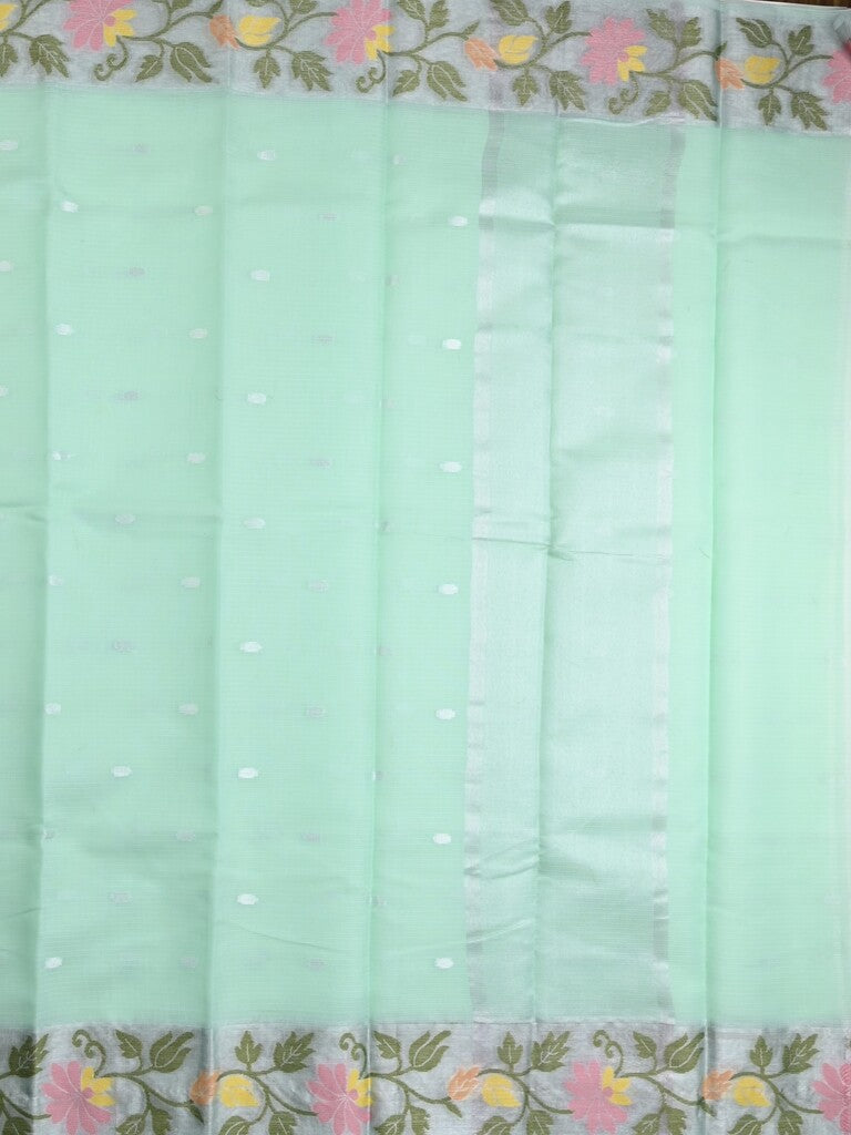 Kota fancy saree light blue color allover zari motifs & zari border with self pallu and running blouse