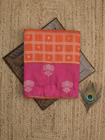 Jute matka fancy saree for women | orange | checks | party wear