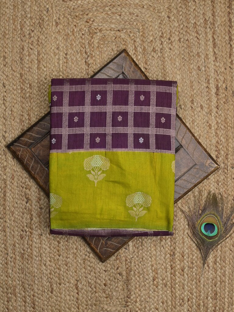 Jute matka fancy saree for women | orange | checks | party wear