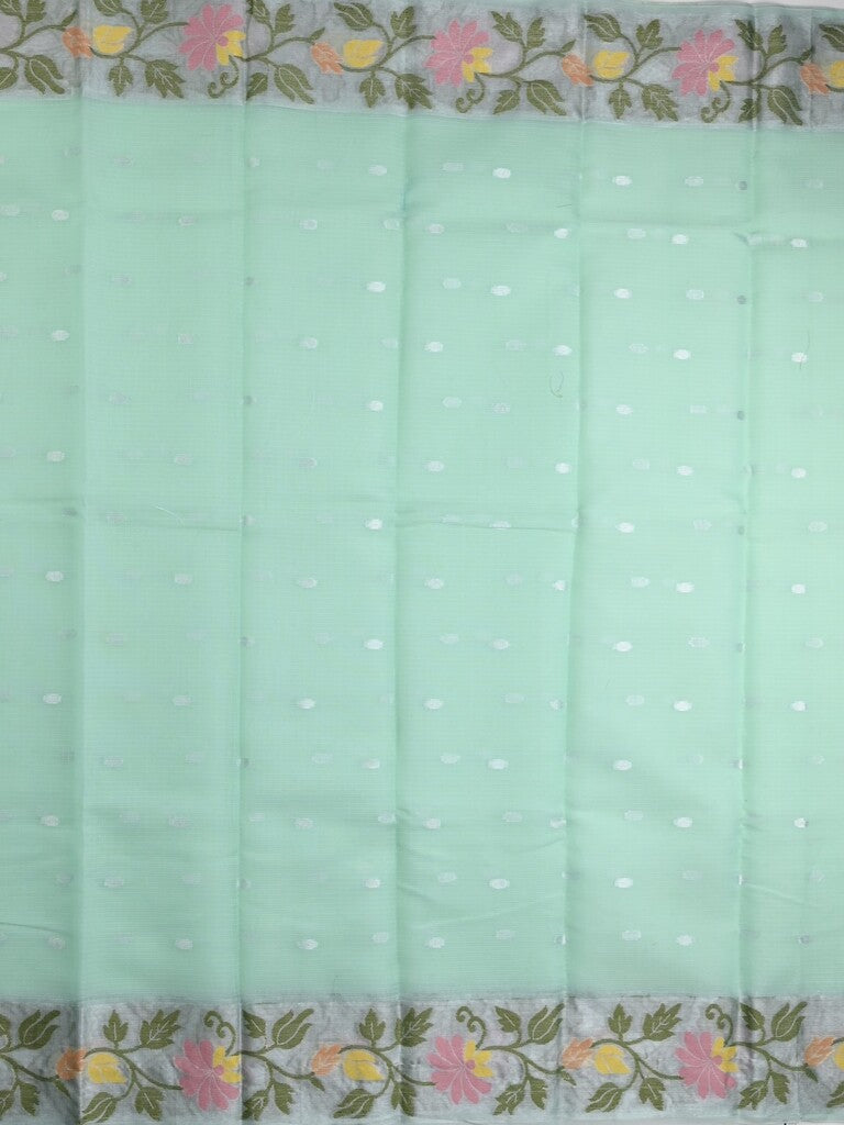 Kota fancy saree light blue color allover zari motifs & zari border with self pallu and running blouse