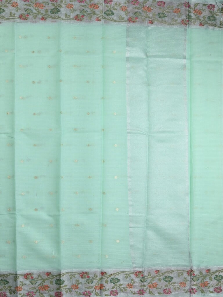 Kota fancy saree light blue color allover zari motifs & zari border with self pallu and running blouse