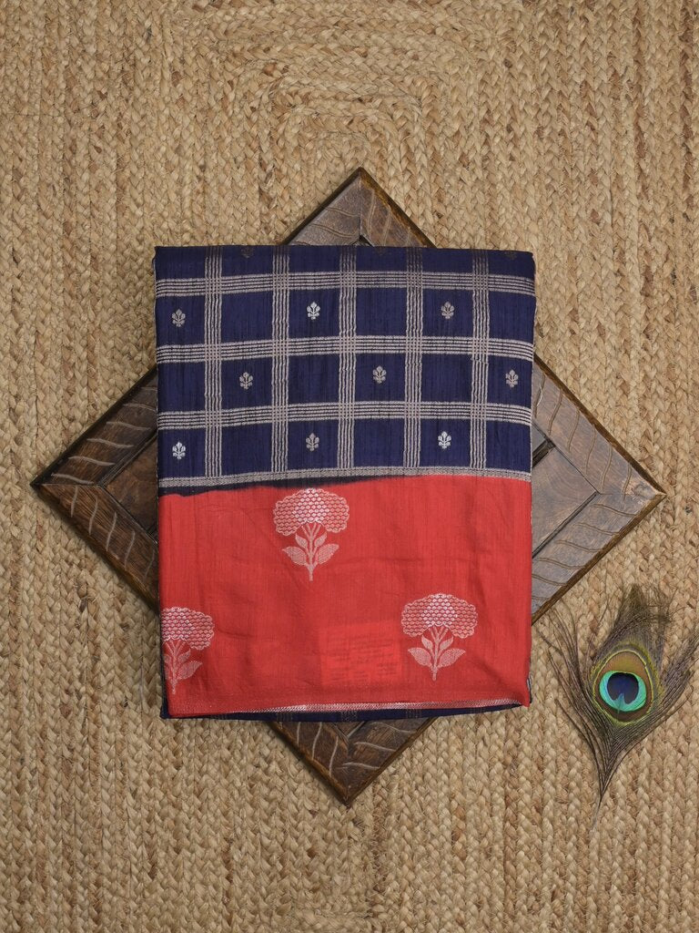 Jute matka fancy saree for women | orange | checks | party wear