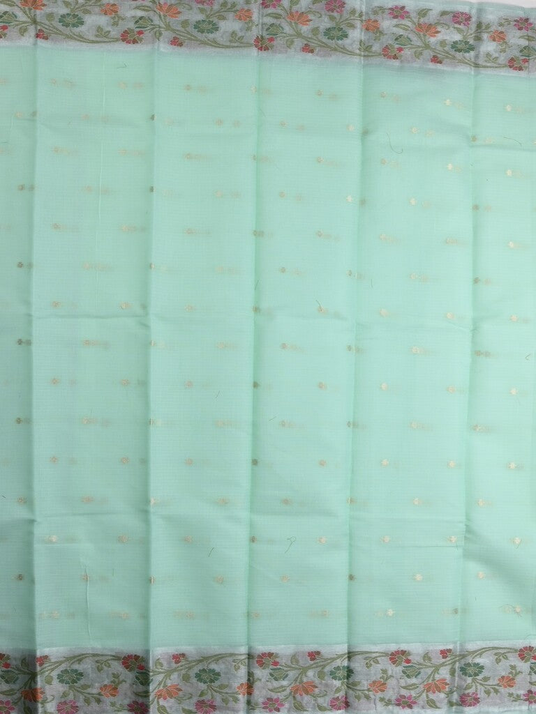 Kota fancy saree light blue color allover zari motifs & zari border with self pallu and running blouse