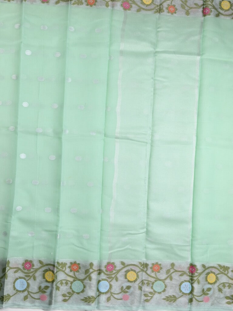Kota fancy saree light blue color allover zari motifs & zari border with self pallu and running blouse