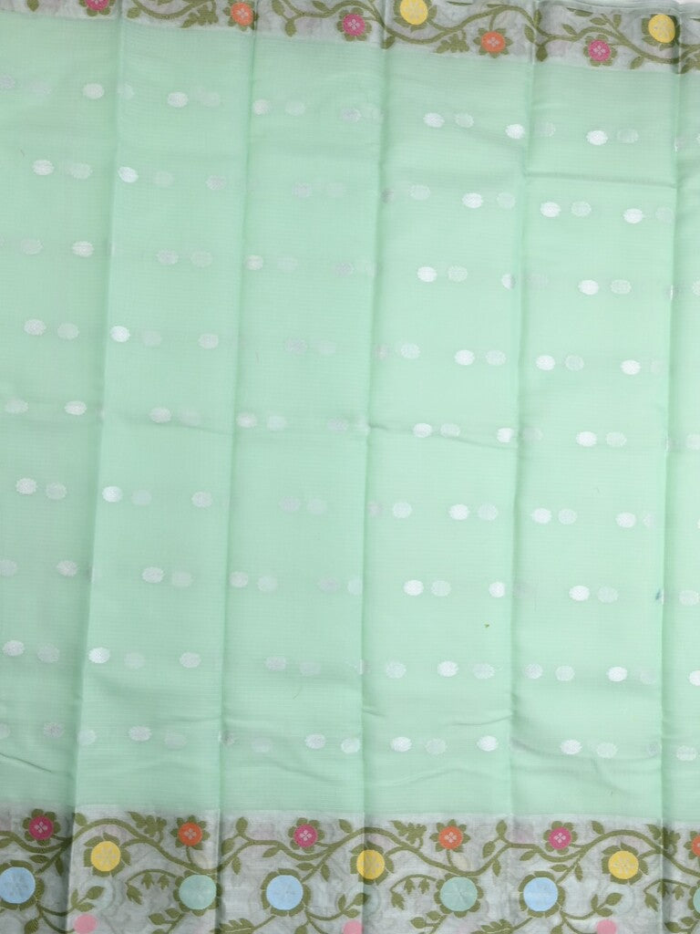 Kota fancy saree light blue color allover zari motifs & zari border with self pallu and running blouse