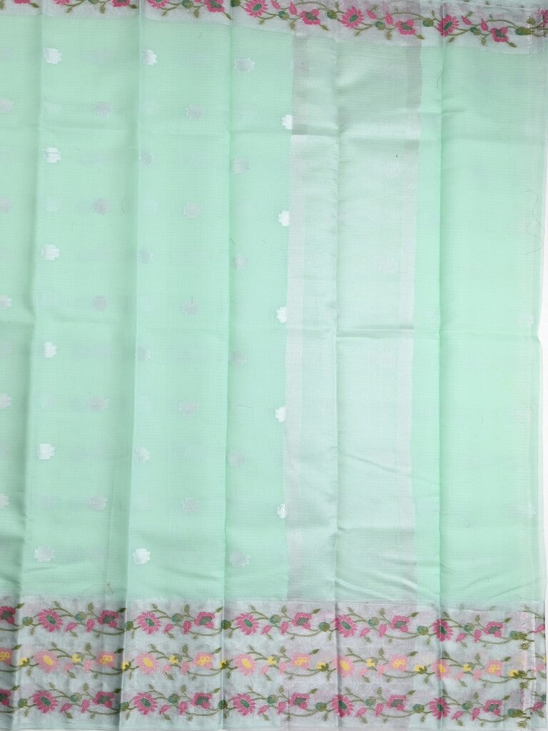 Kota fancy saree light blue color allover zari motifs & zari border with self pallu and running blouse