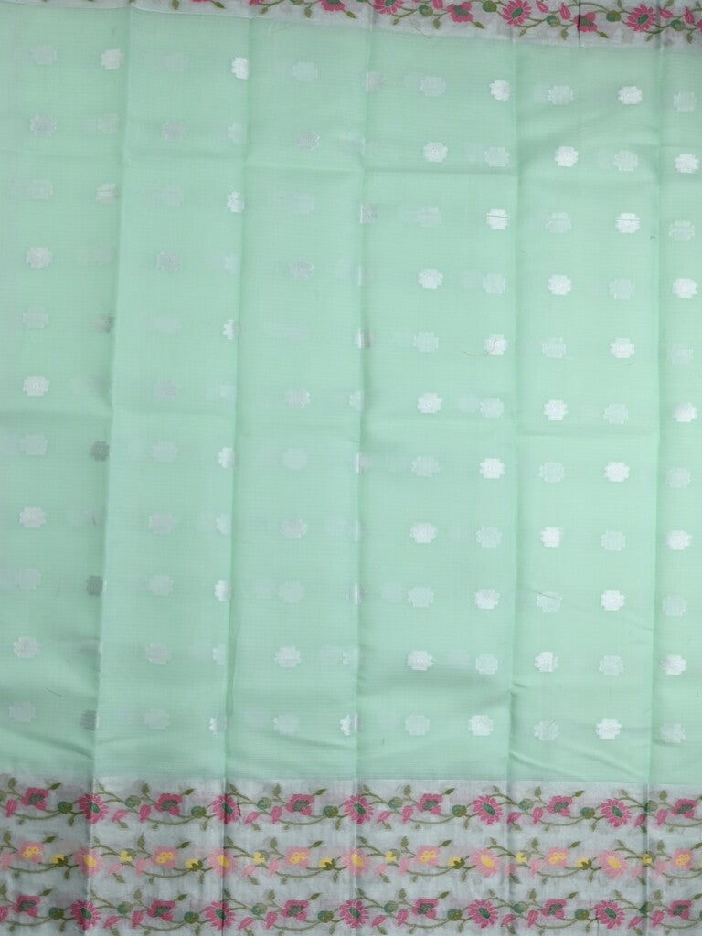 Kota fancy saree light blue color allover zari motifs & zari border with self pallu and running blouse