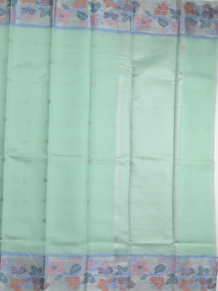 Kota fancy saree light blue color allover zari motifs & zari border with self pallu and running blouse