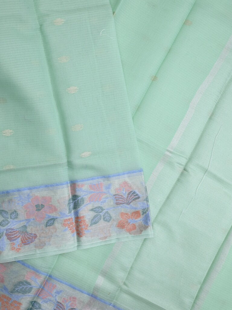 Kota fancy saree light blue color allover zari motifs & zari border with self pallu and running blouse