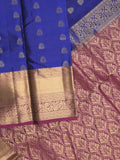 Leight weight kanchi pattu saree for women | royal blue | zari border | party wear