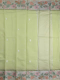 Kota fancy saree light green color allover zari motifs & zari border with self pallu and running blouse
