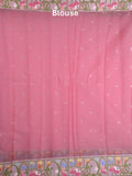 Kota fancy saree pink color allover zari motifs & zari border with self pallu and running blouse