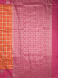 Jute matka fancy saree for women | orange | checks | party wear
